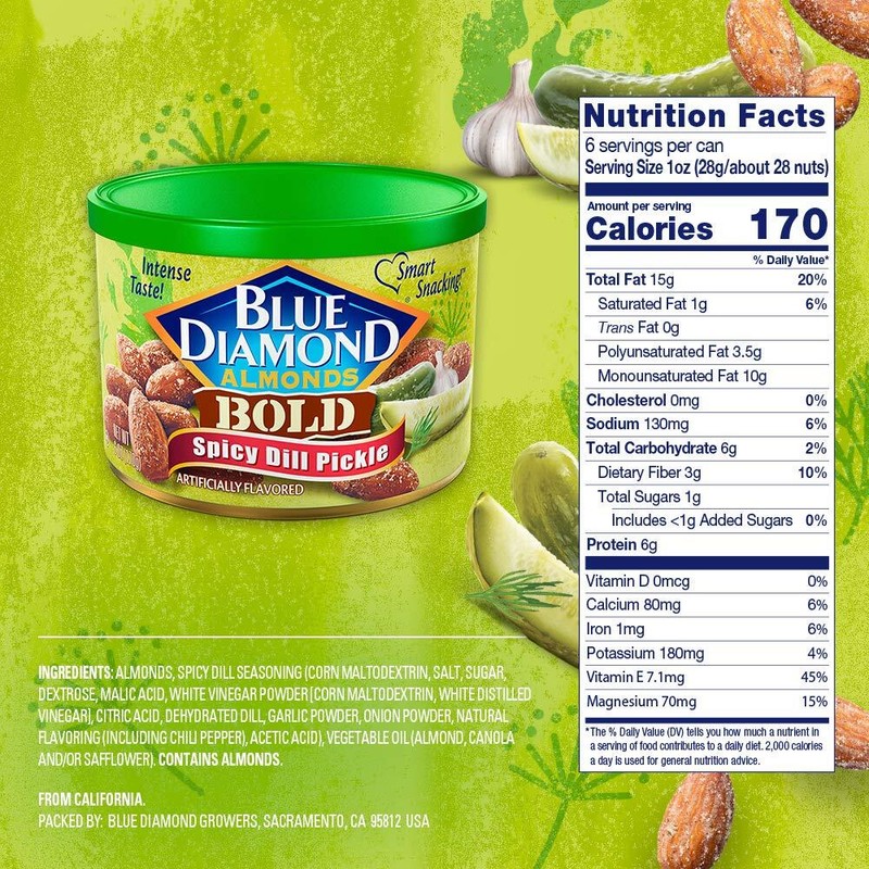 Blue Diamond Almonds Spicy Dill Pickle Flavored Snack Nuts, 6 Oz Resealable Can gallery