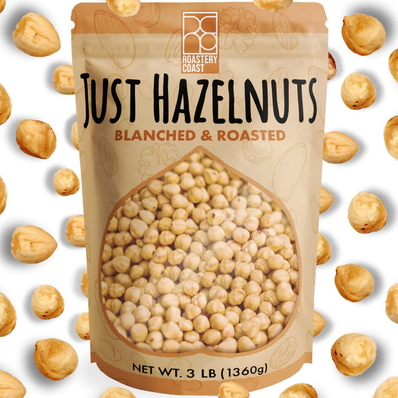 Dry Roasted Hazelnuts | 3 LB | Unsalted | Filberts | Blanched | No Skin | Kosher