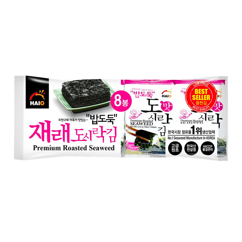 Pack of 2 - HAIO Premium Roasted Seaweed 0.15oz(4.25g) 8 Packs gallery