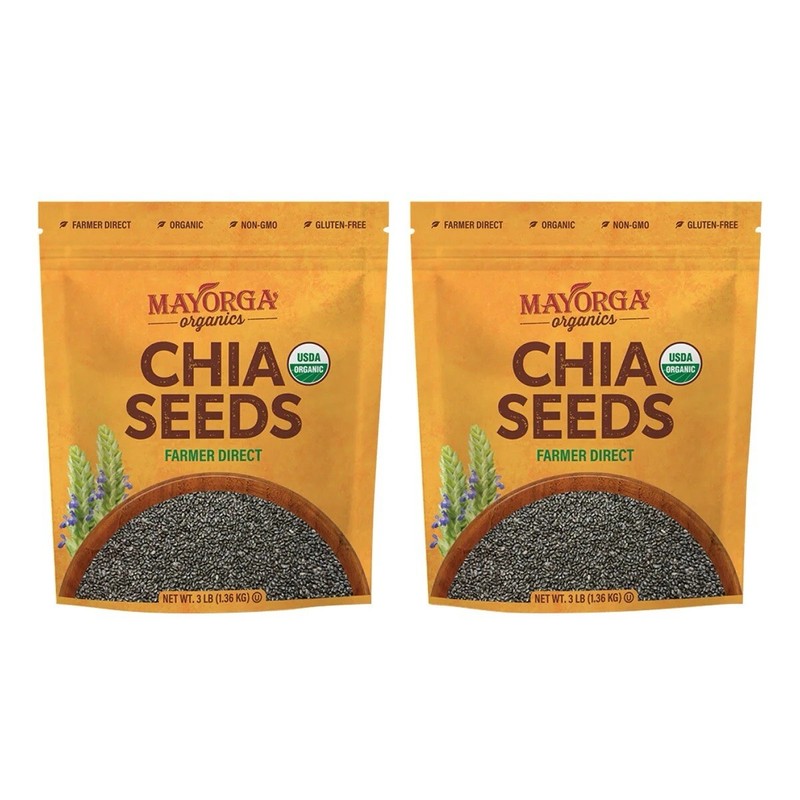 Mayorga Chia Seeds USDA Organic Farmer Direct Non-GMO, 3 LBS Each Bag