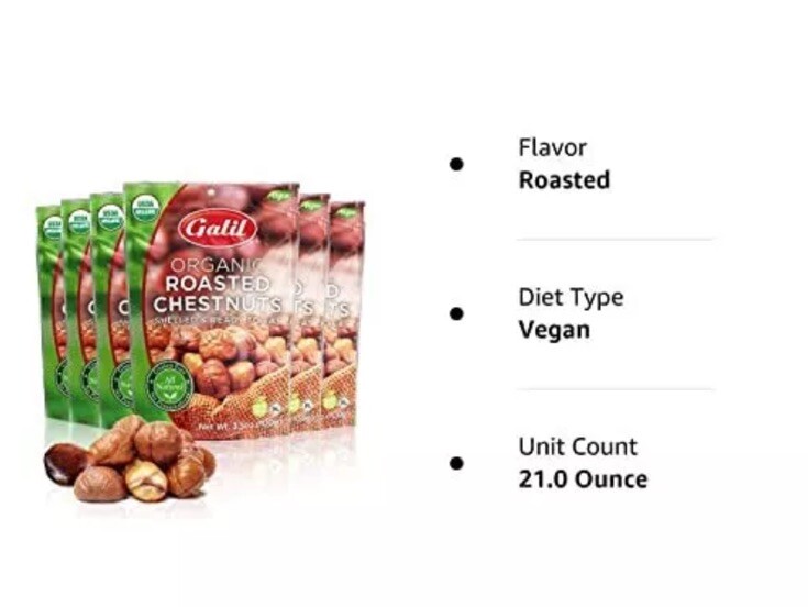 Org. Galil Roasted Chestnuts and Ready to Eat 3.5oz-Peeled Chestnut Expire 9/25 gallery