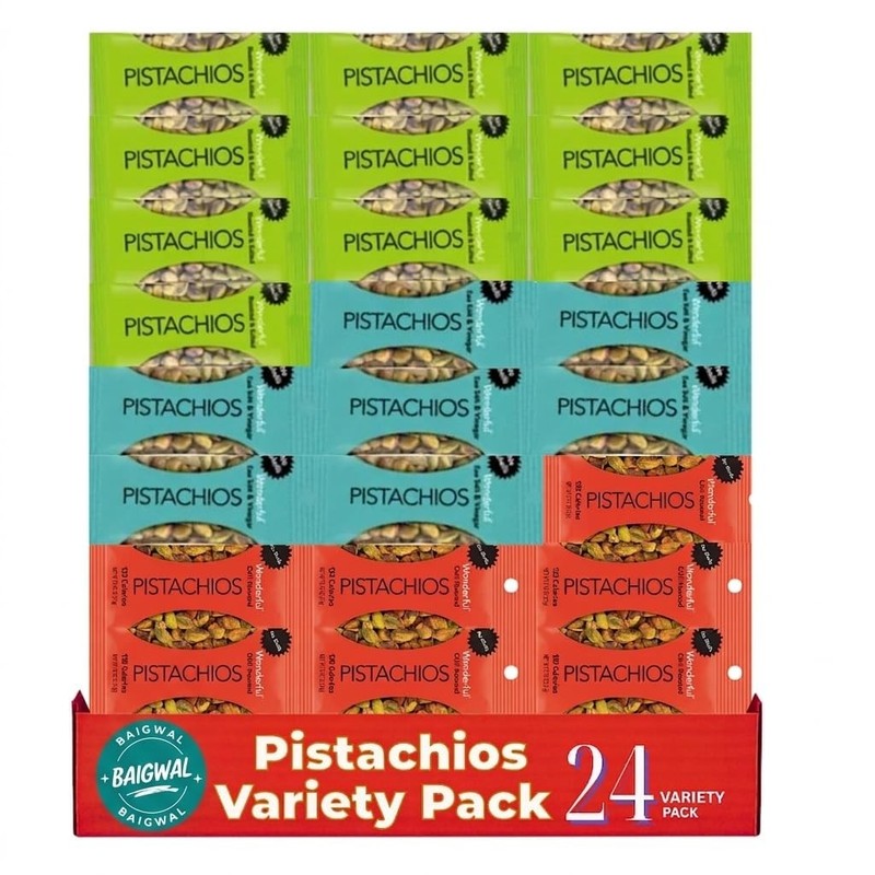 Roasted Salted Pistachios, No Shells, 0.75 oz, Variety Pack, 24 Count