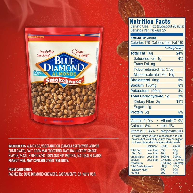 Blue Diamond Almonds Gluten Free Smokehouse Flavored Snack Nuts, 25 Oz (2 Pack) gallery