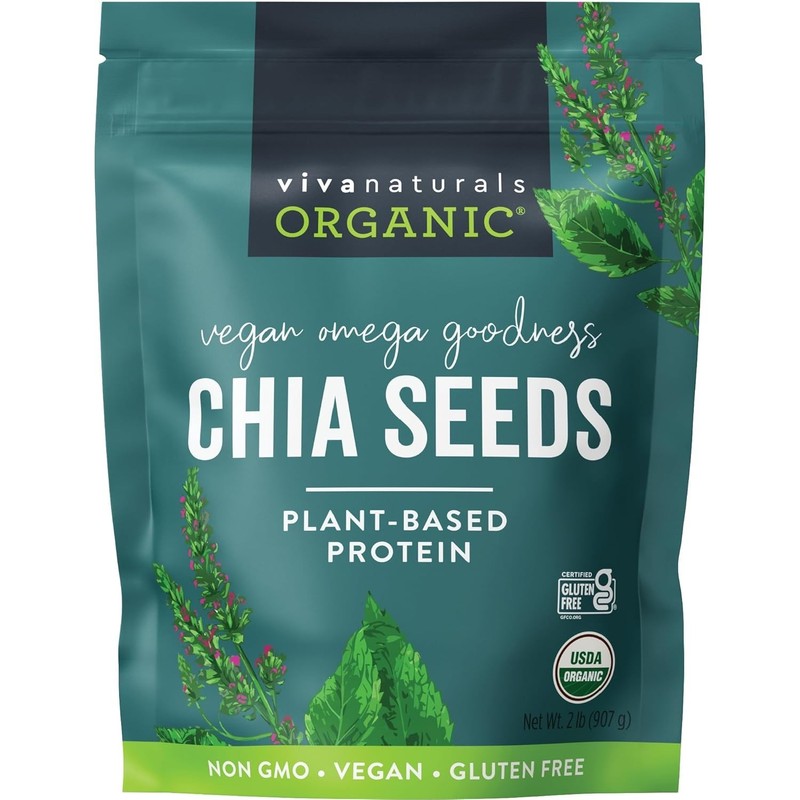 Viva Naturals Organic Chia Seeds, 2 lb, 32 Oz – Plant-Based Omega-3
