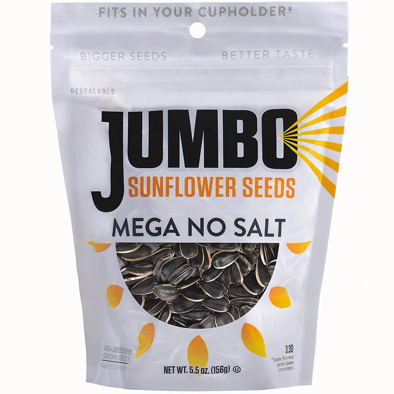 JUMBO SUNFLOWER SEEDS Sunflower Seeds, Mega No Salt, 5.5-Ounce Pack of 12
