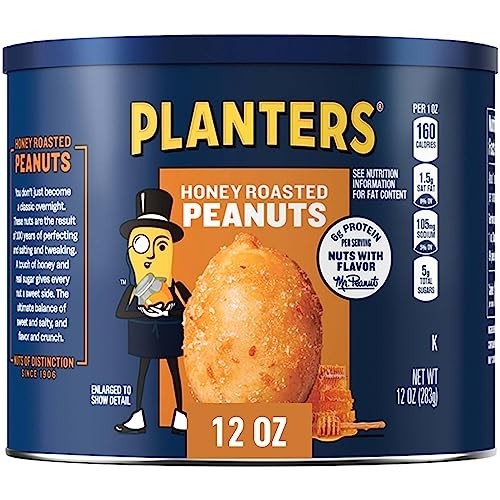 Honey Roasted Peanuts 12 Ounce Jar Resealable Canister Sweet & Salty Snack gallery