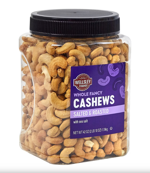 Whole Fancy Salted Roasted Whole Cashews 42 oz Wellsley Farms Made in USA gallery