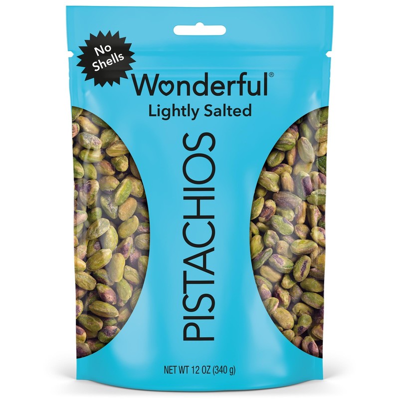 Wonderful Pistachios No Shells, Lightly Salted Nuts, 12 Ounce Resealable Bag,