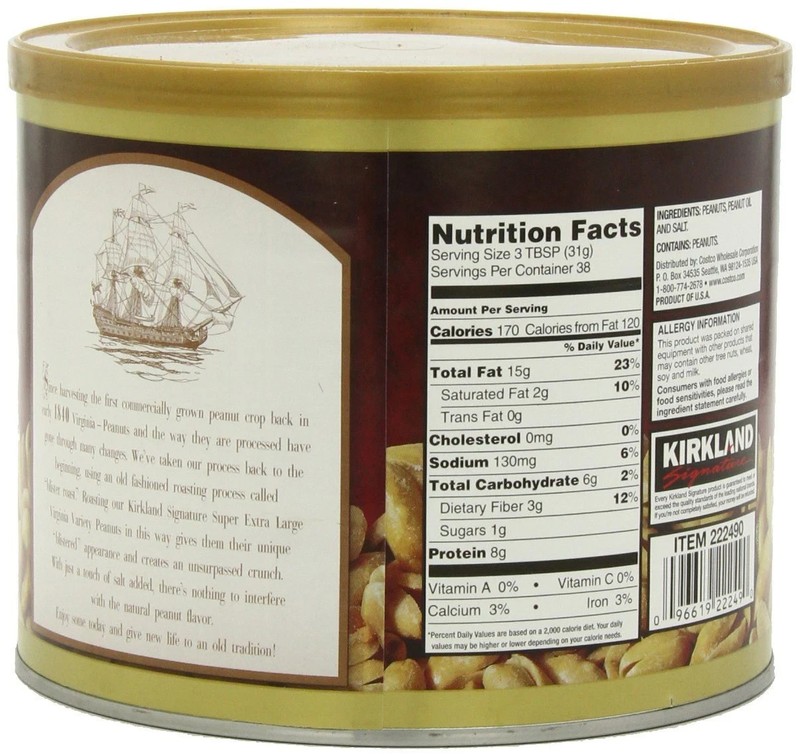 Kirkland Super XL VA Peanuts 40 oz Light Brown Roasted Snack Nuts gallery