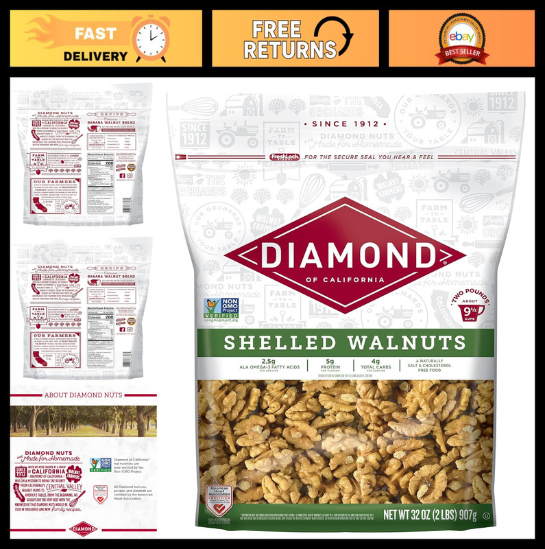 Premium Shelled Walnut Halves & Pieces – Raw Walnuts for Baking, Snacking & Sala