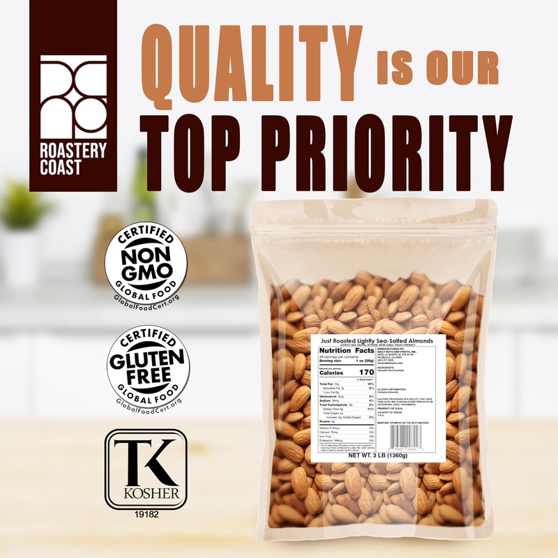 - Just Roasted Almonds | 3 LB Bulk Daily Nuts | Keto Snack | Lightly salted |... gallery