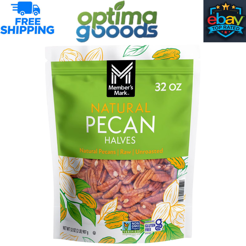 Member’s Mark Natural Pecan Halves 32 oz Resealable Bag Premium Baking Snacks