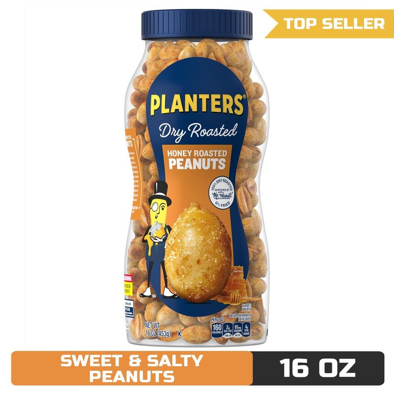 PLANTERS Honey Roasted Peanuts – Sweet & Salty, 16 oz Jar