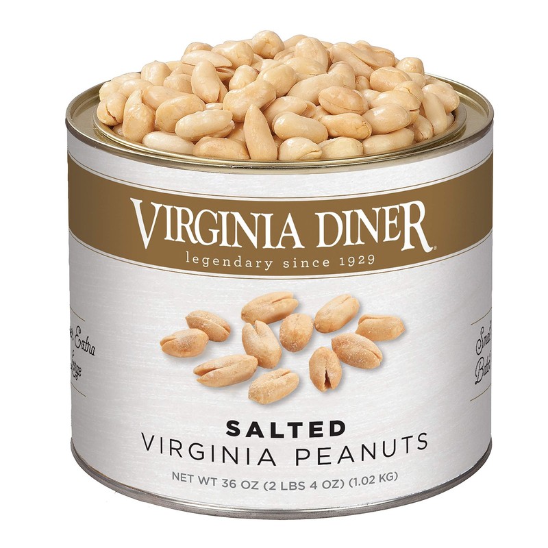 Virginia Diner XL Salted Roasted Peanuts, 36 Ounce Tin, Heart Healthy