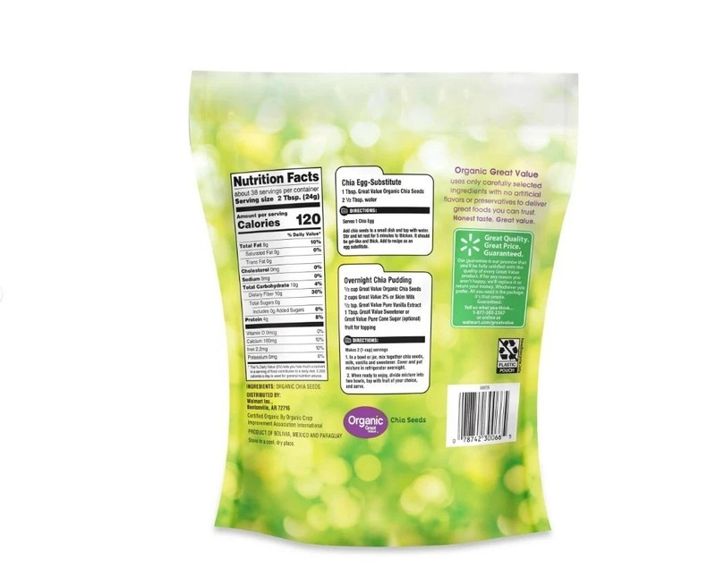 Great Value Organic Chia Seeds 32 oz(907)g USDA Organic, Gluten-Free – 32 oz gallery