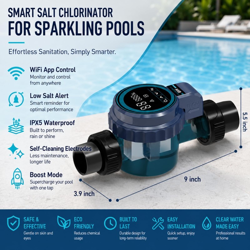Smart Saltwater Pool Chlorinator System for 26,500 Gallons Above Ground Pool,... gallery