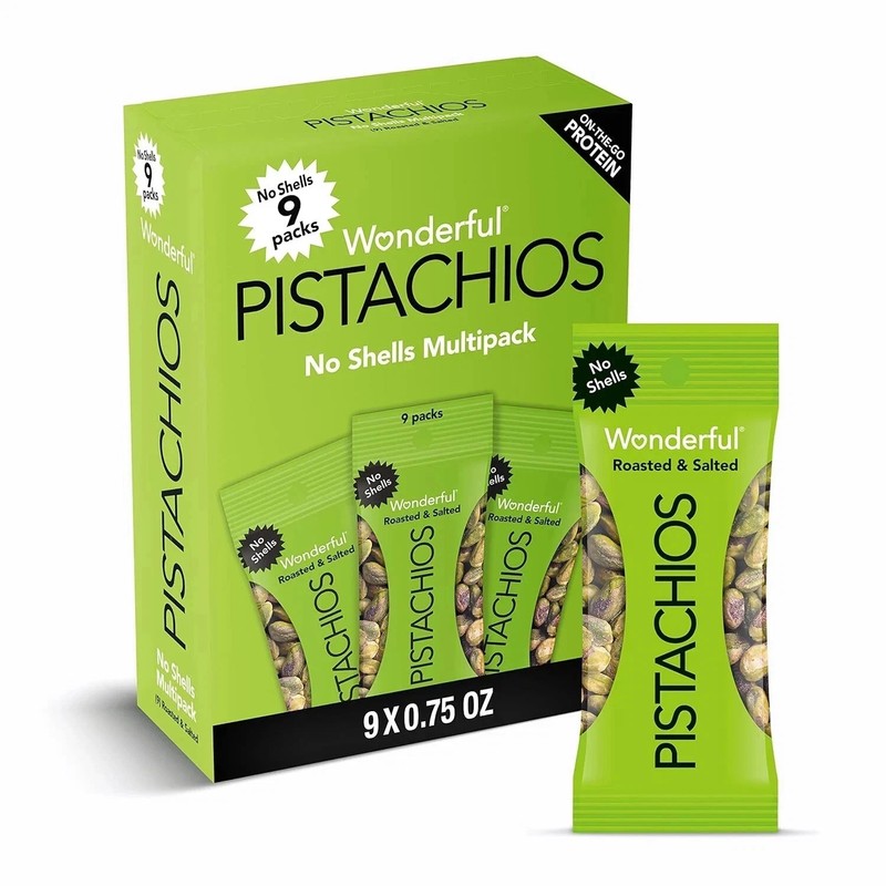 Wonderful Pistachios No Shells Roasted & Salted Nuts – 0.75 Ounce Bags Pack of 9