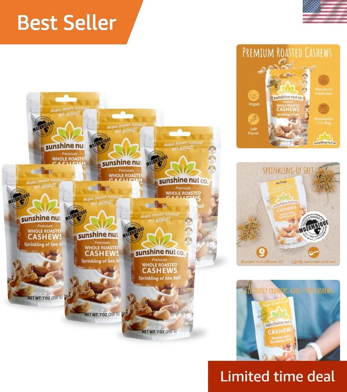 Whole Roasted Lightly Salted Cashews by Sunshine Nuts Co., Gluten Free, Peanu...