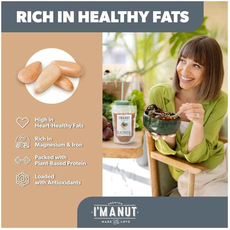 Unsalted Pine Nuts 16oz - Non-GMO, Resealable Pouch