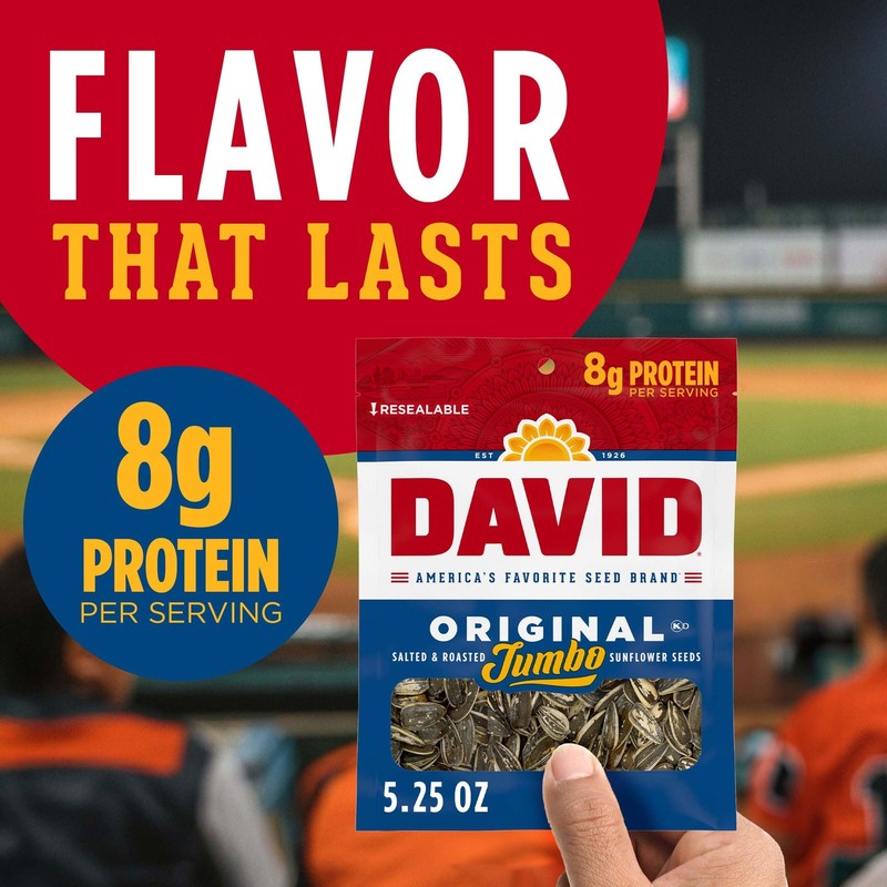 DAVID SEEDS Roasted and Salted Original Jumbo 5.25 Ounce (Pack of 12) gallery