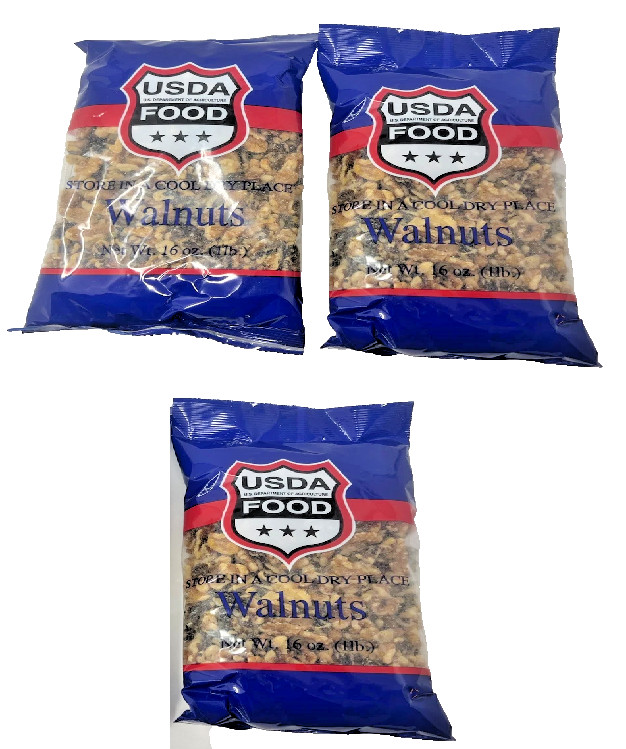 USDA Food Walnuts (3 lb) Crain Walnut Shelling CA USA Lot Of 3 – 1lb Bags
