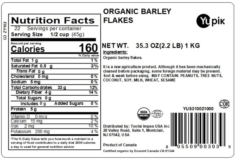 Nutritious Organic Barley Flakes 35.2 oz - High Fiber, Ideal for Cooking gallery