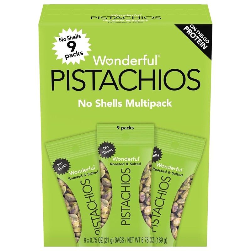 Wonderful Pistachios No Shells Roasted & Salted Nuts - 0.75 Ounce Bag (Pack of 9