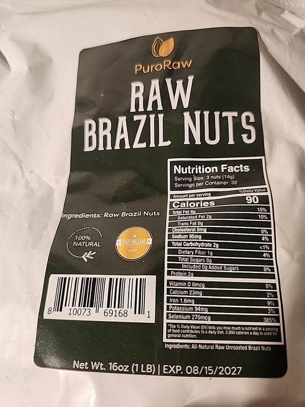 PURORAW Raw Brazil Nuts 1 lb. Exp. 8-15-2027 gallery
