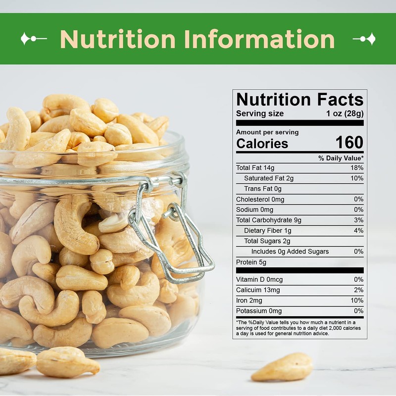 Raw Cashews Whole Unsalted 3lb Healthy Snack Protein Keto Paleo Vegan Nut gallery