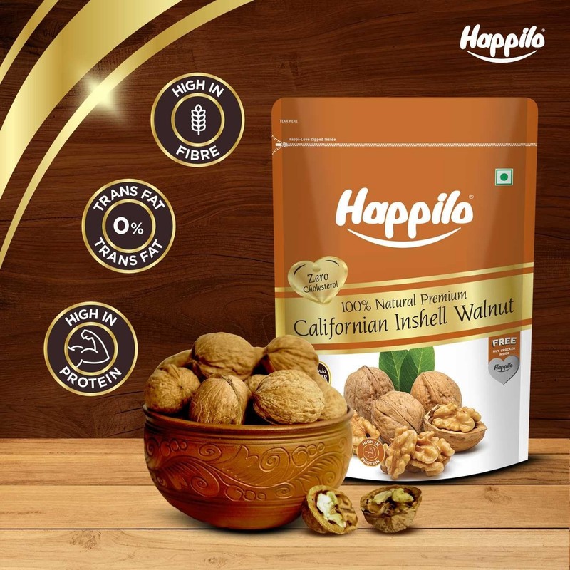 Happilo Premium 100% Natural inshell walnuts 500g : Large Size : Omega-3 & Iron gallery