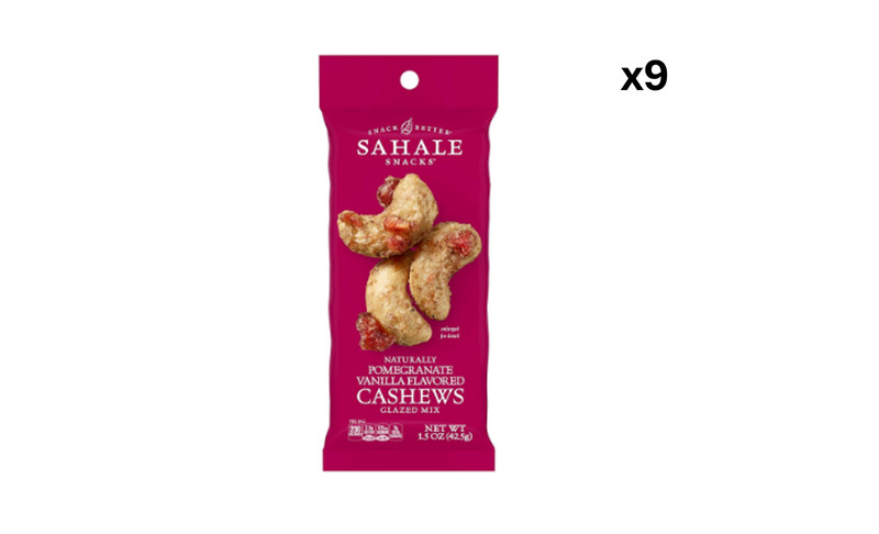 Sahale Snacks Pomegranate Vanilla Cashews Glazed Mix 1.5 Ounce, Pack of 9