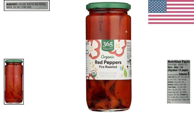 Organic Roasted Red Peppers 16oz - Fat-Free, All-Natural, Perfect for Sandwic... gallery