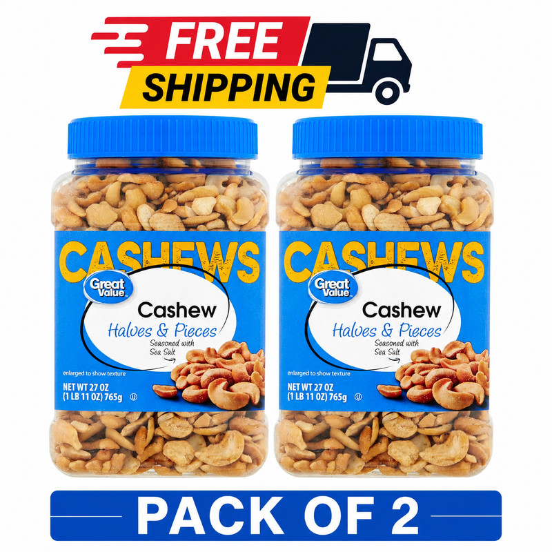 Great Value Cashew Halves & Pieces, 27 oz (PACK OF 2)