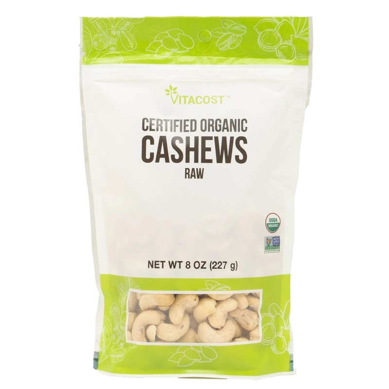 Certified Organic Cashews, Raw, 8 oz (227 g)