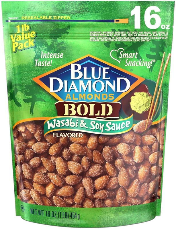 Blue Diamond Almonds Wasabi & Soy Sauce Flavored Snack Nuts, 16 Oz