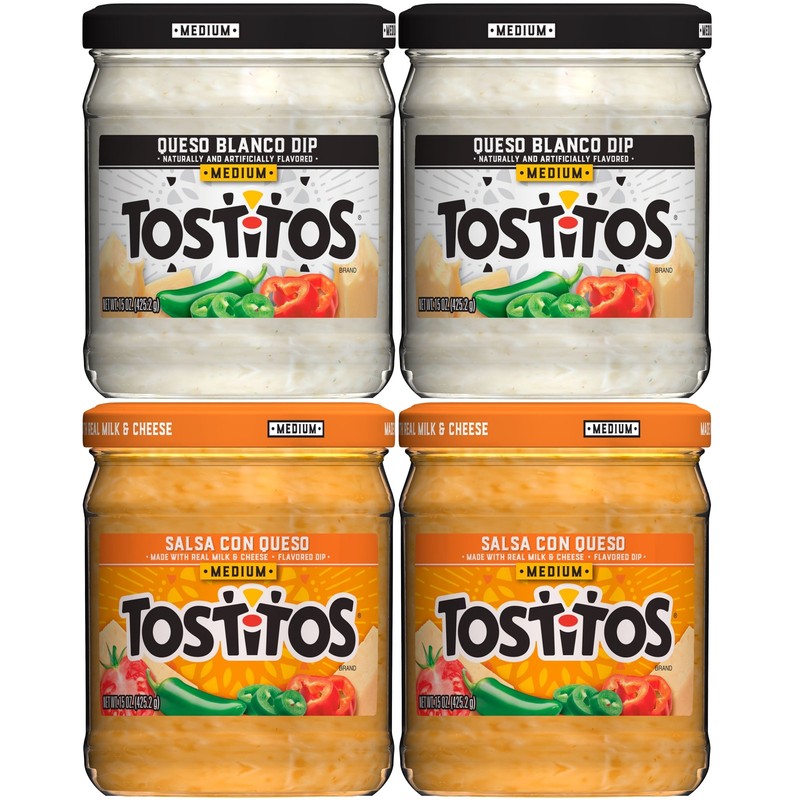Authentic Mexican Queso Dip Variety Pack 4 Glass Jars 15 Oz Total