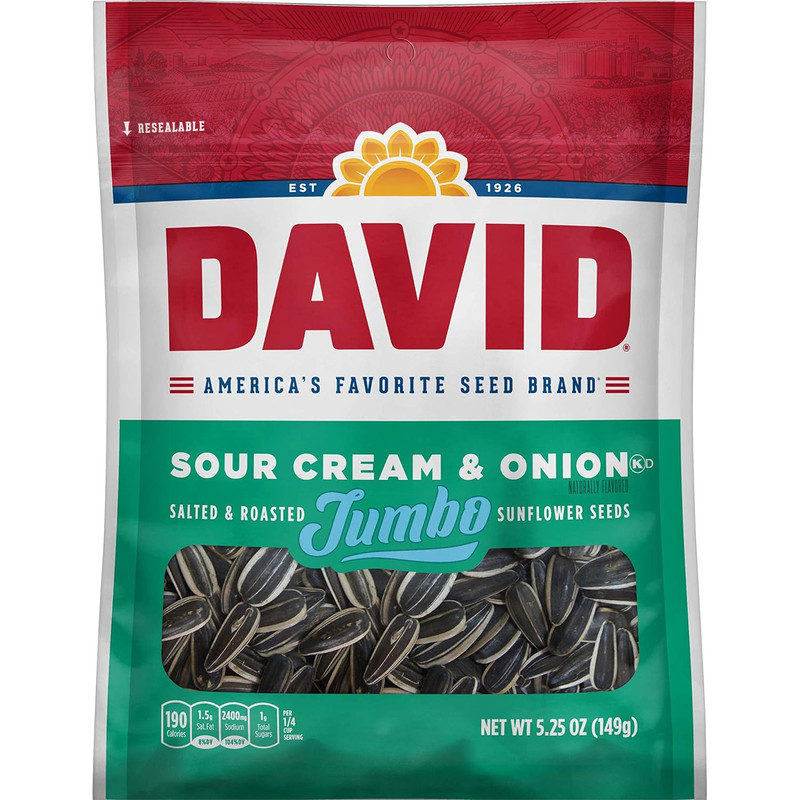 SEEDS Sour Cream & Onion Jumbo Sunflower Seeds, Keto Friendly, 5.25-Oz. Resealab