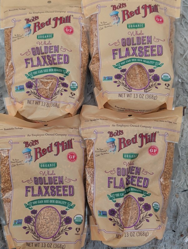 Lot Of 4 Bob’s Red Mill, Organic Whole Golden Flaxseed, 13 oz