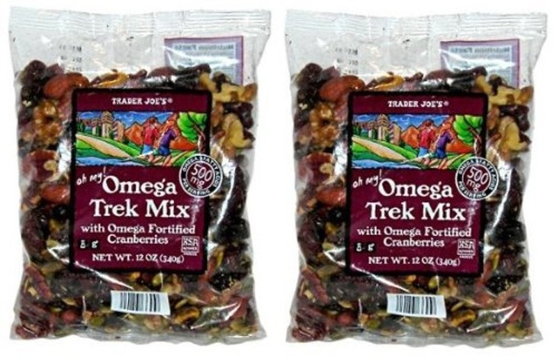 2 X Trader Joe's Omega Trek Mix *Dried Cranberry Roasted Nut Blend 12 oz ea