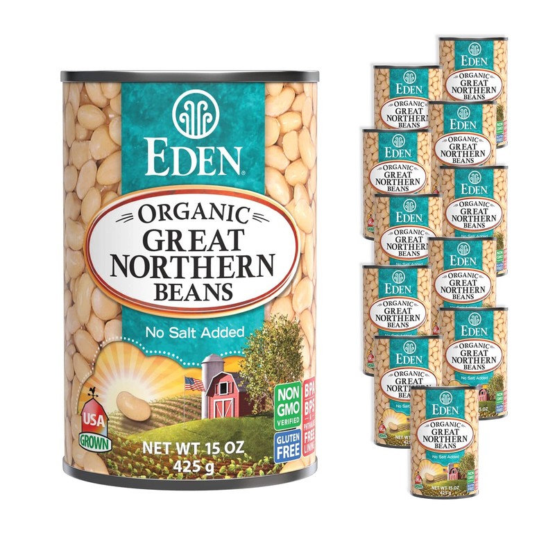 Eden Organic Great Northern Beans 15 Ounce Pack of 12 Low Sodium Vegan Gluten...