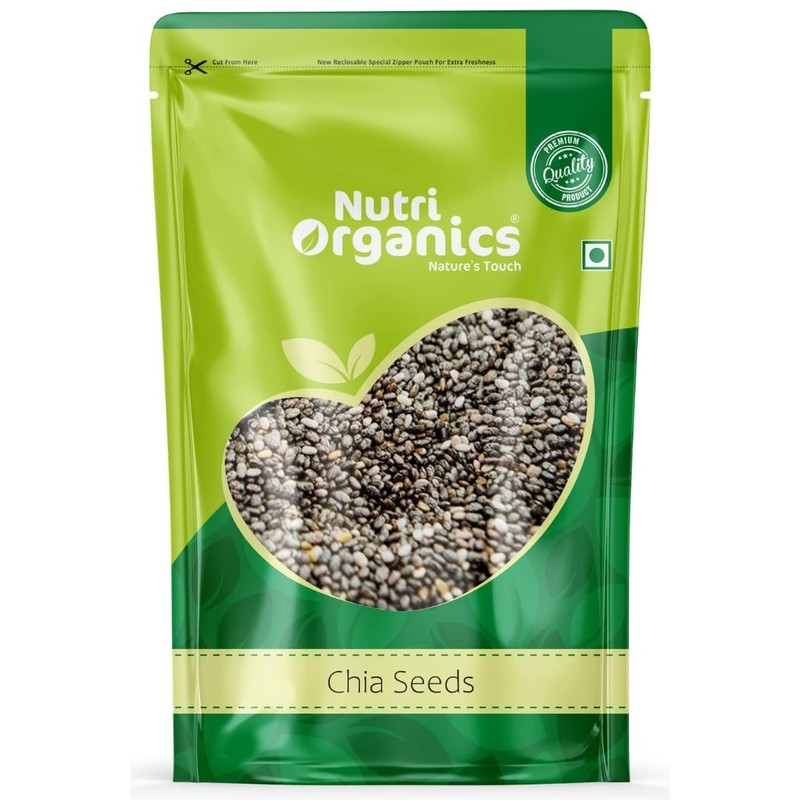 NutriOrganics Chia Seeds 500g Superfood Rich Fibre Calcium Protein Omega