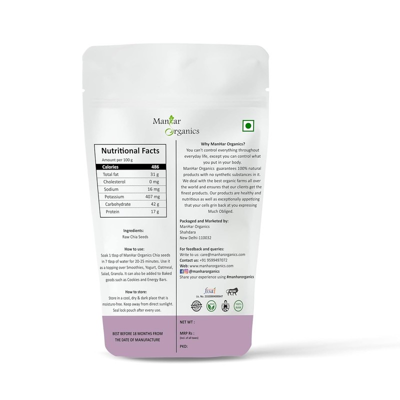 ManHar Organics Chia Seeds 1000g gallery