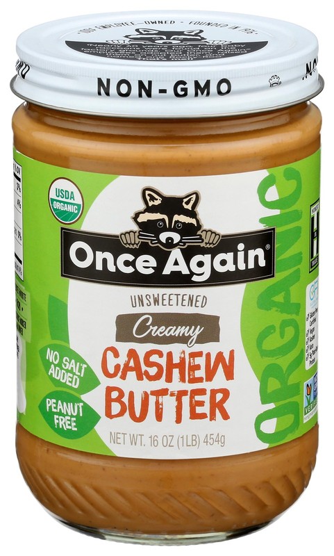 Organic Creamy Cashew Butter, 16oz - Unsweetened - USDA Organic, Gluten free ...