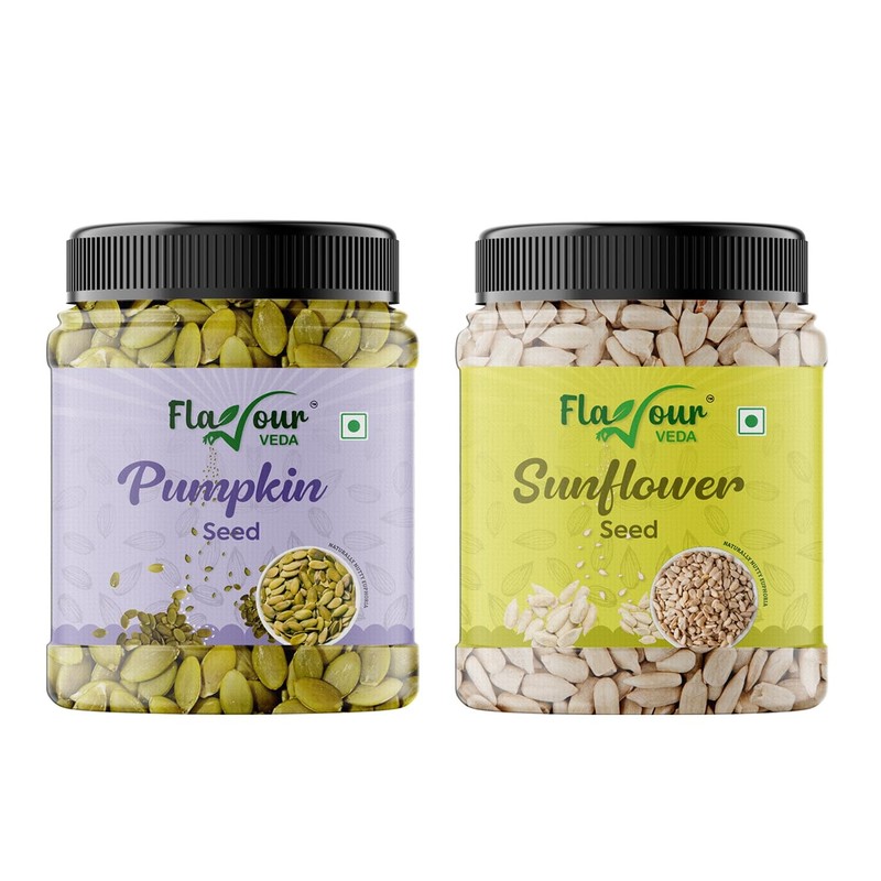 Flavour Veda Pumpkin & Sunflower Seeds 100g x2 | Fibre Rich Raw Superfood Combo