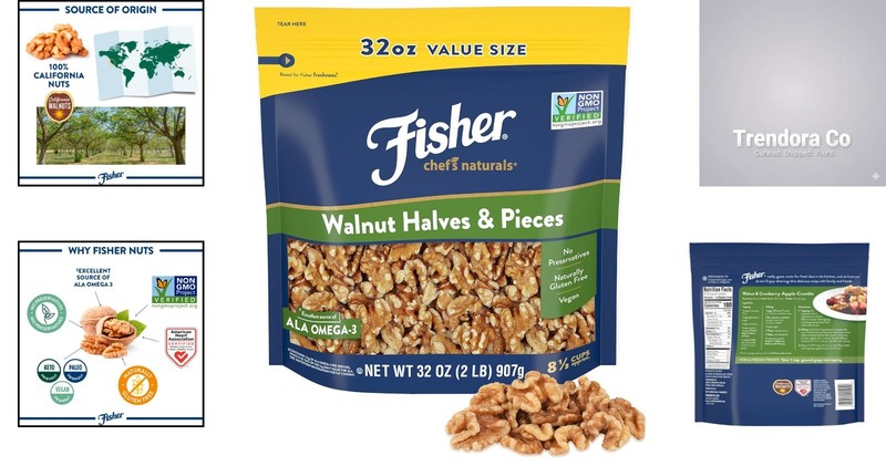 Chef's Naturals 2 lb Unsalted California Walnuts - Healthy Protein Snack gallery