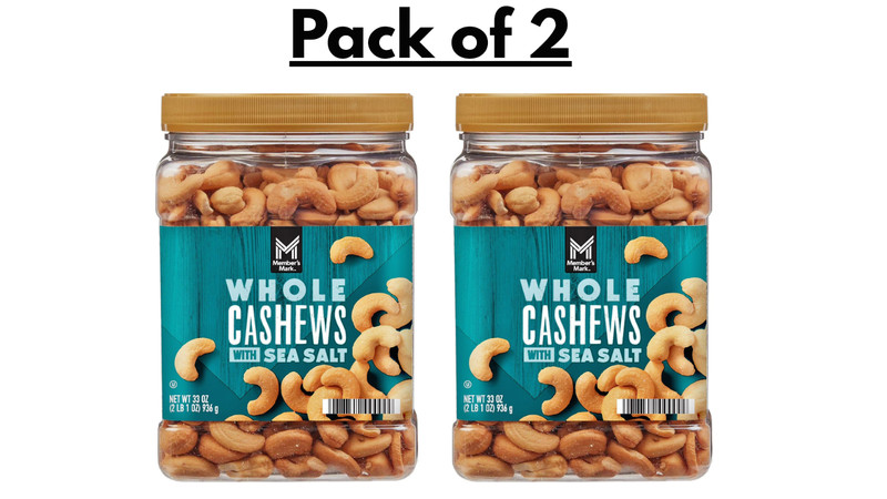 Member’s Mark Roasted Whole Cashews with Sea Salt – 33 oz Premium Snack Nuts