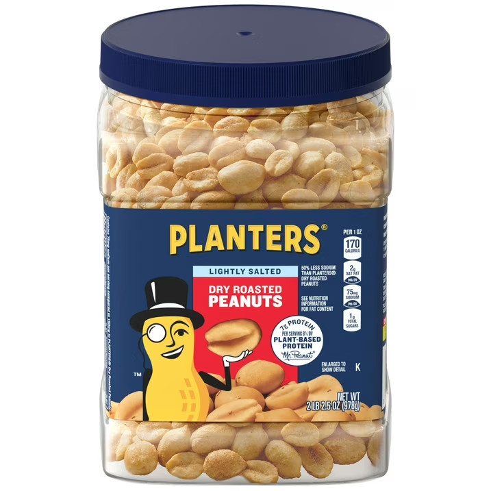 PLANTERS Lightly Salted Dry Roasted Peanuts, Party Snacks, Plant Based Protein gallery