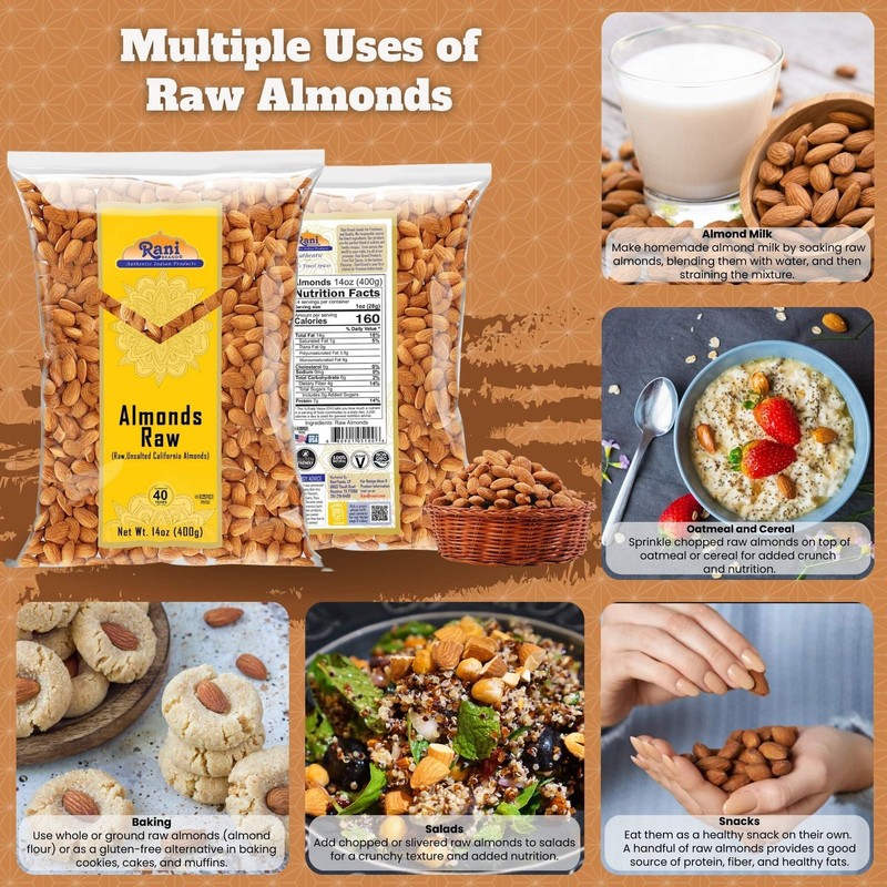 Raw Almonds Whole With Skin 14oz 400g Natural Kosher Vegan California Snack gallery