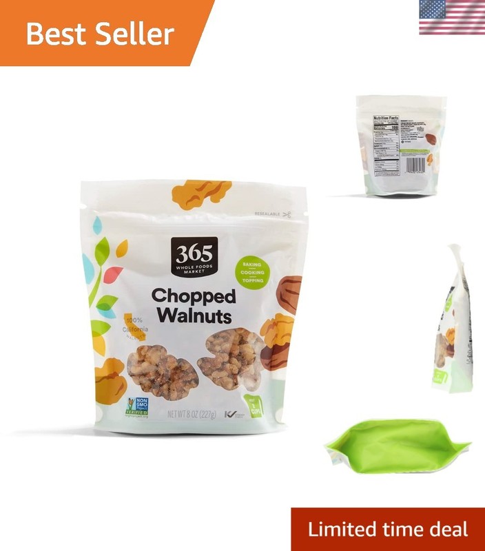 Convenient Pre-Chopped California Walnuts, 8 Ounce Resealable Pouch