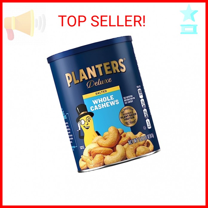 PLANTERS Deluxe Salted Whole Cashews, Party Snacks, Plant-Based Protein, Quick S gallery